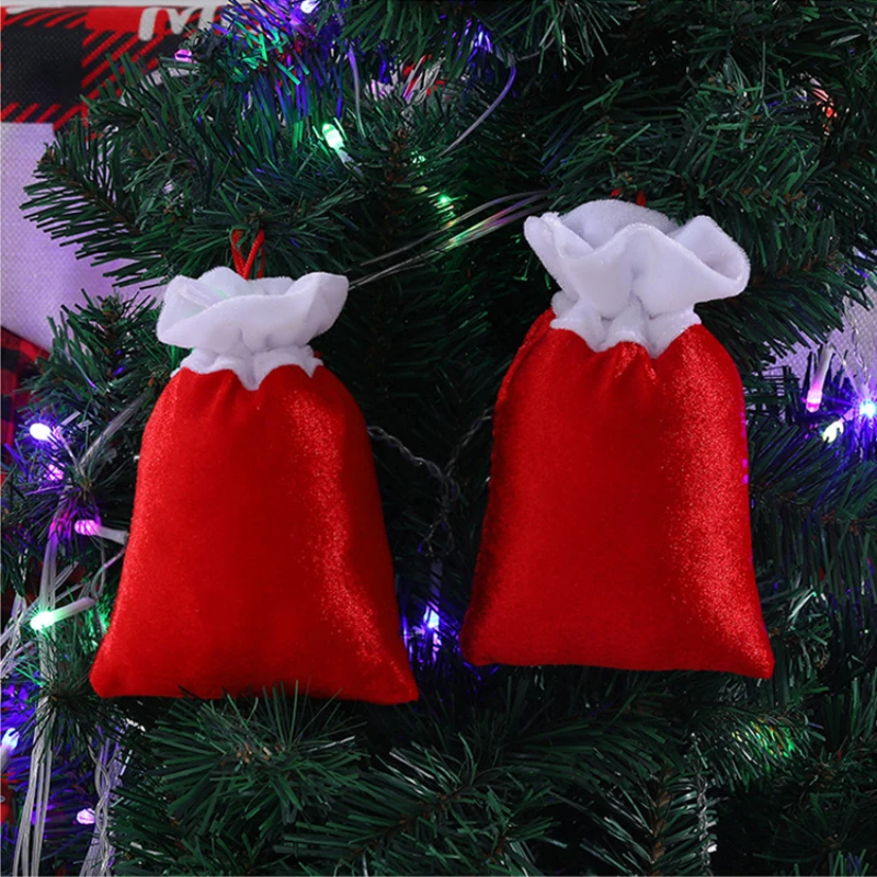 

Drawstring Christmas Gift Bags Fabric Red Merry Christmas Decor Packing Bag Xmas Decorative Ornament Navidad Natal New Year 2022