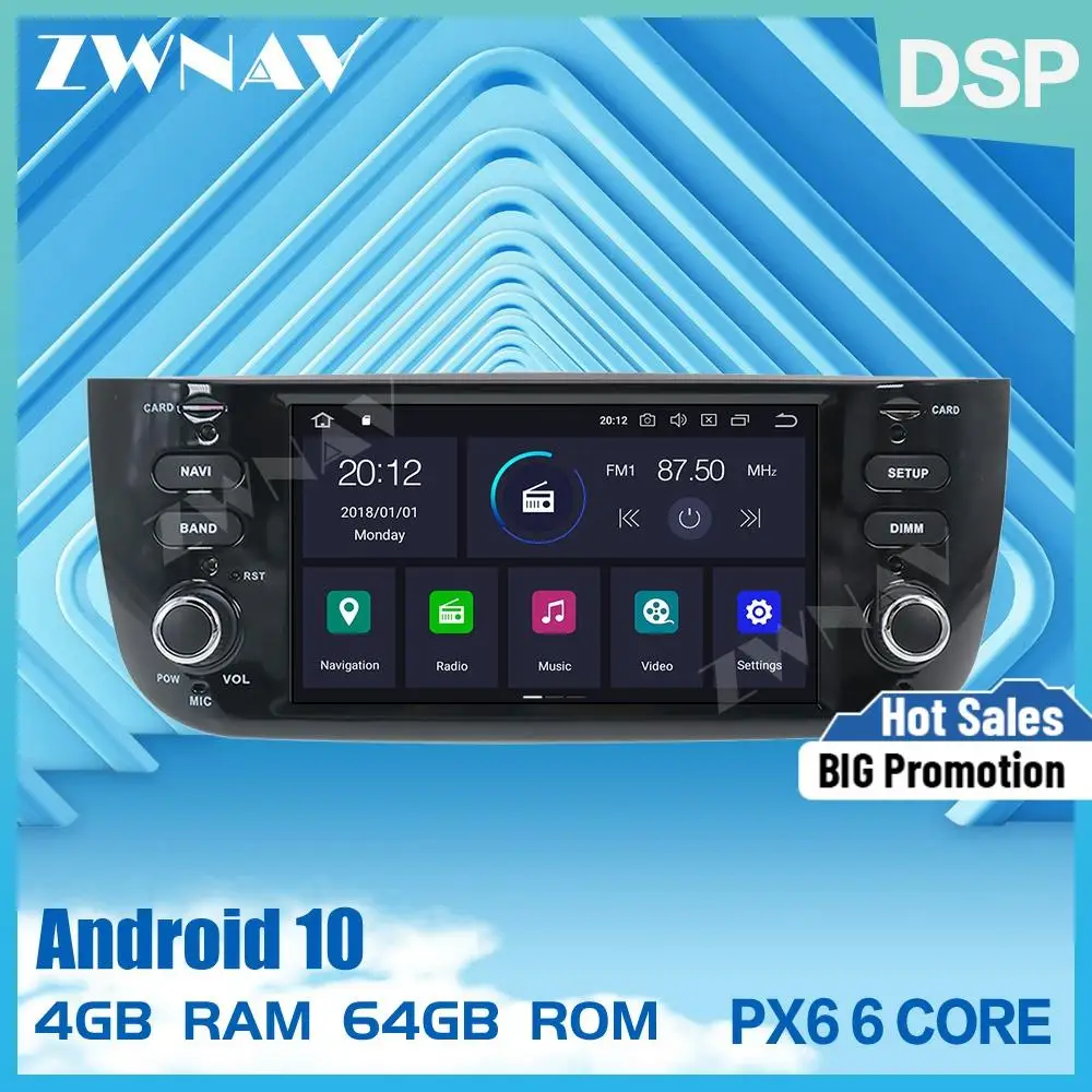 PX6 IPS 4 + 64G Android 10 0 автомобильный DVD стерео Мультимедиа для Fiat Punto 2009 2015 Радио GPS Navi