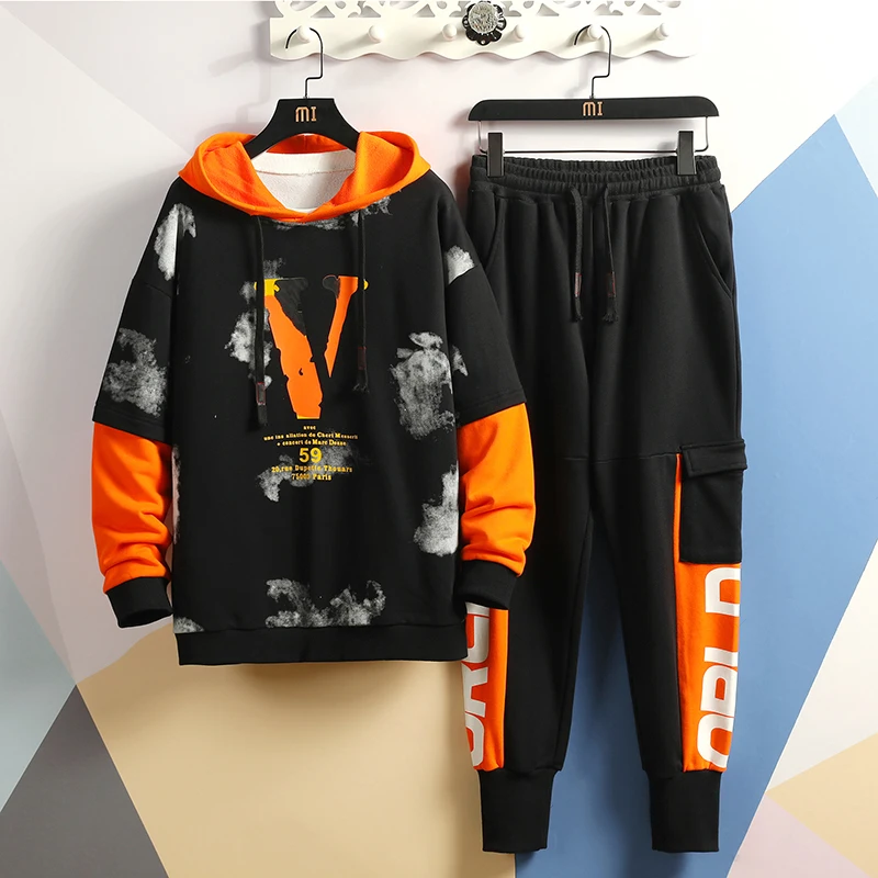 Fashion Mens Sportswear Casual Tracksuit HOODIES &amp Sweatshirt + Pants Trouers 2020 New Two Pieces Set Suits For Spring Autumn | Мужская