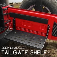 alloy matte black rear trunk door mounting tray foldable back shelf stand fit for jeep wrangler jk 2007 2017