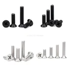 50x M1.2 M1.4 M1.6 M2 M2.5 M3 M3.5 M4 Mini Micro черная 304 Нержавеющая сталь крестообразный