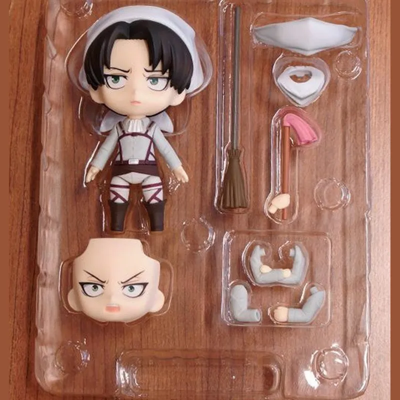 

10cm anime Attack On Titan figure Levi Ackerman Figurine cleaning Ver. 417 # PVC Action Figure Collectible Model toys for kids