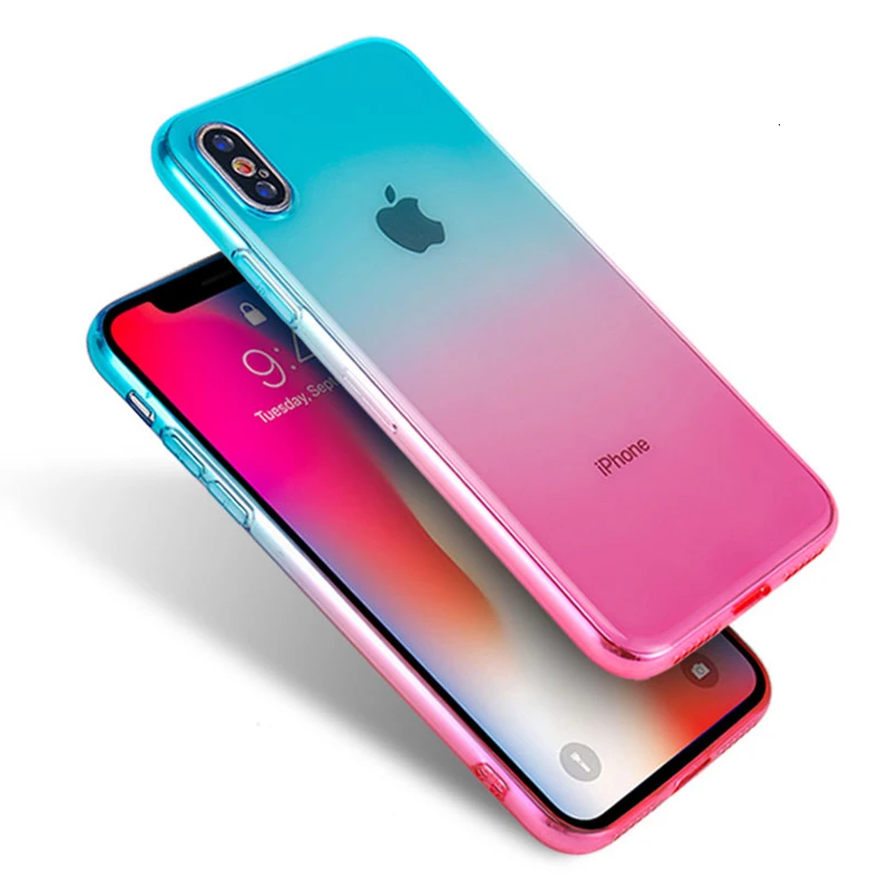 Чехол для iPhone XR X Xs Max 6 6s 7 8 Plus модный градиентный тонкий мягкий чехол телефона 7Plus SE