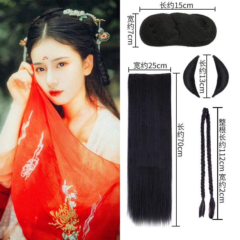 XIYUE Hanfu Wig Costume Fairy Fairy Wig Bag Ancient Style Croissant Hair Bun Lazy Hair Package Hair Pad Hair Set images - 6