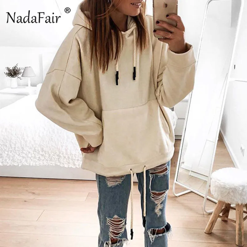 Nadafair одноцветная флисовая толстовка с капюшоном толстовки карманами зимние