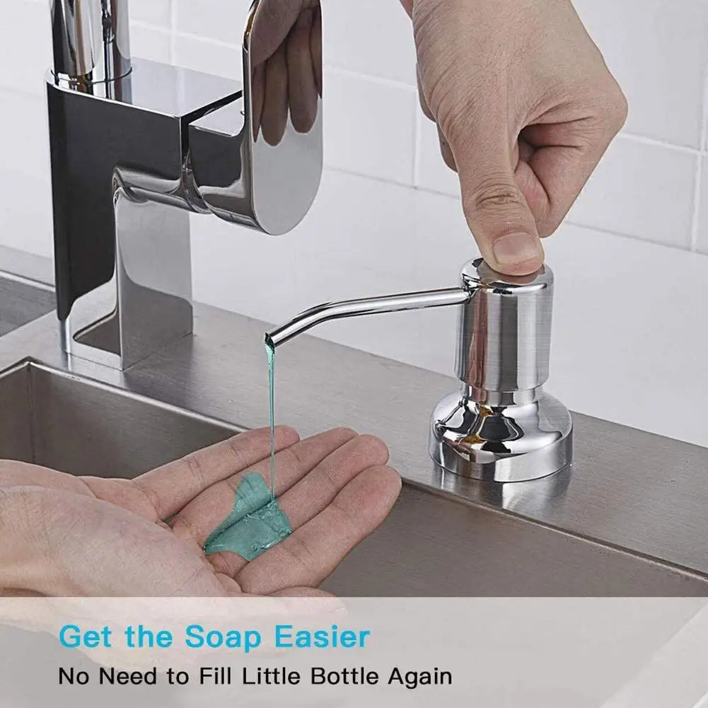 

304 Steel Sink Soap Dispenser Pump Head Extension Silicone Hand Soap Tube Dispenser Bathroom Washing Cleaning U1I0