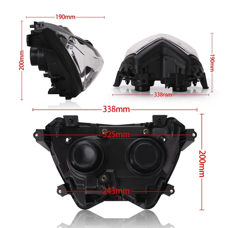 

Motorcycle Headlight Lamp Assembly for Kawasaki Z250 Z800 2013 2014 2015 2016 Z300 2015 2016