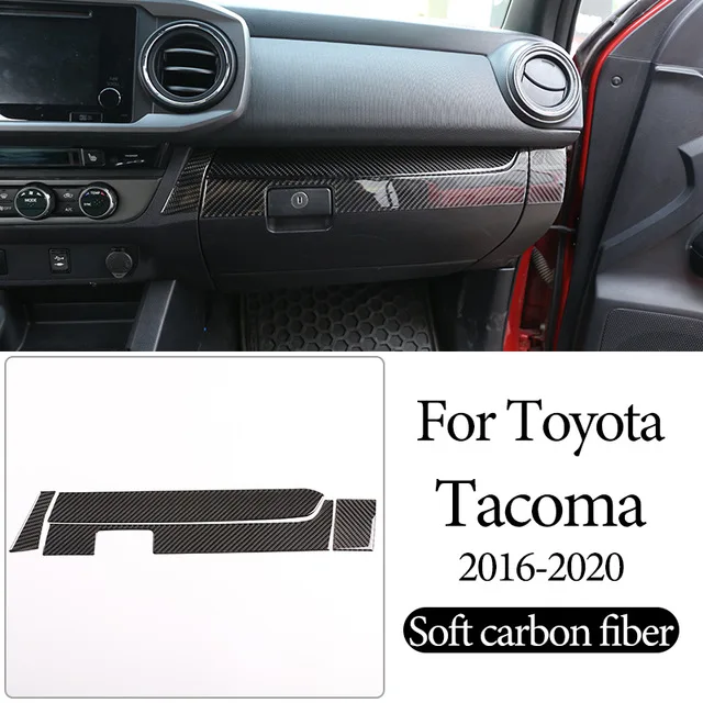 

4pcs/set Interior Modification 100% Soft Carbon Fiber Car Passenger Glove Box Open Handle Cover Trim For Toyota Tacoma 2016-2020