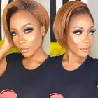 Парик с короткой стрижкой Пикси, парик из натуральных волос на сетке, парики из натуральных волос с эффектом омбре, прямые парики боб на сетке для чернокожих женщин