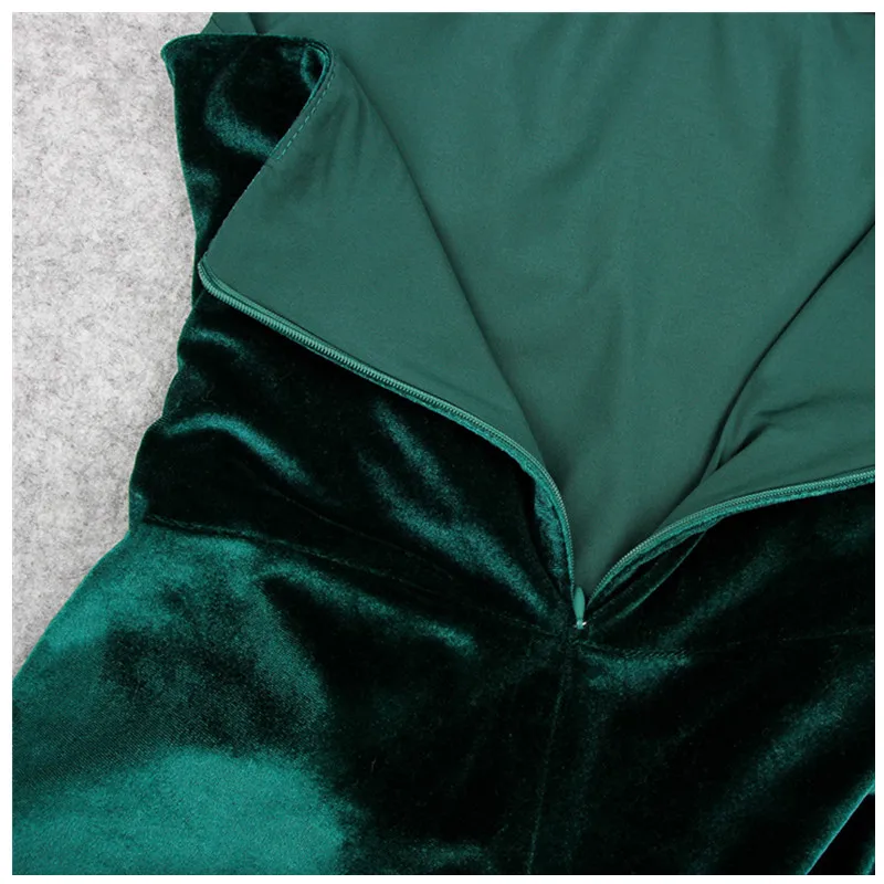 

High Quality Summer Women's Dress 2021 Dark Green Dresses for Women Strapless Sexy Celebrity Split Drap Slash Neck Vestidos New