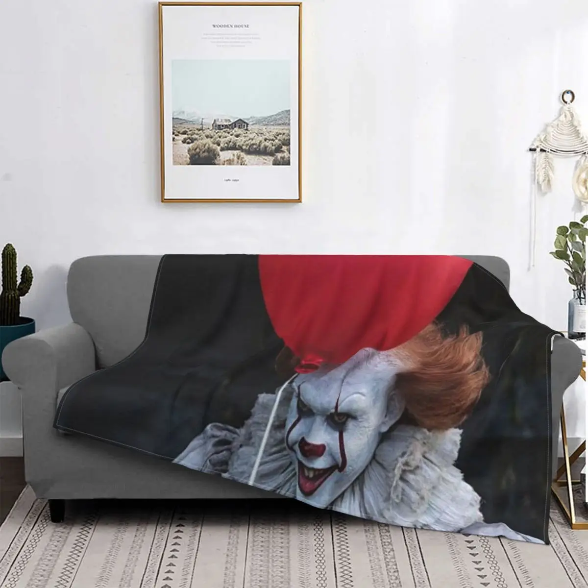 

Stephen King's It Blankets-Manta de felpa con estampado de payaso, forro polar de Coral, suave, multifunción, para ropa de cama