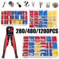 2804801200pcs insulated cable connector electrical wire assorted crimp spade butt ring fork set ring lugs rolled terminals kit