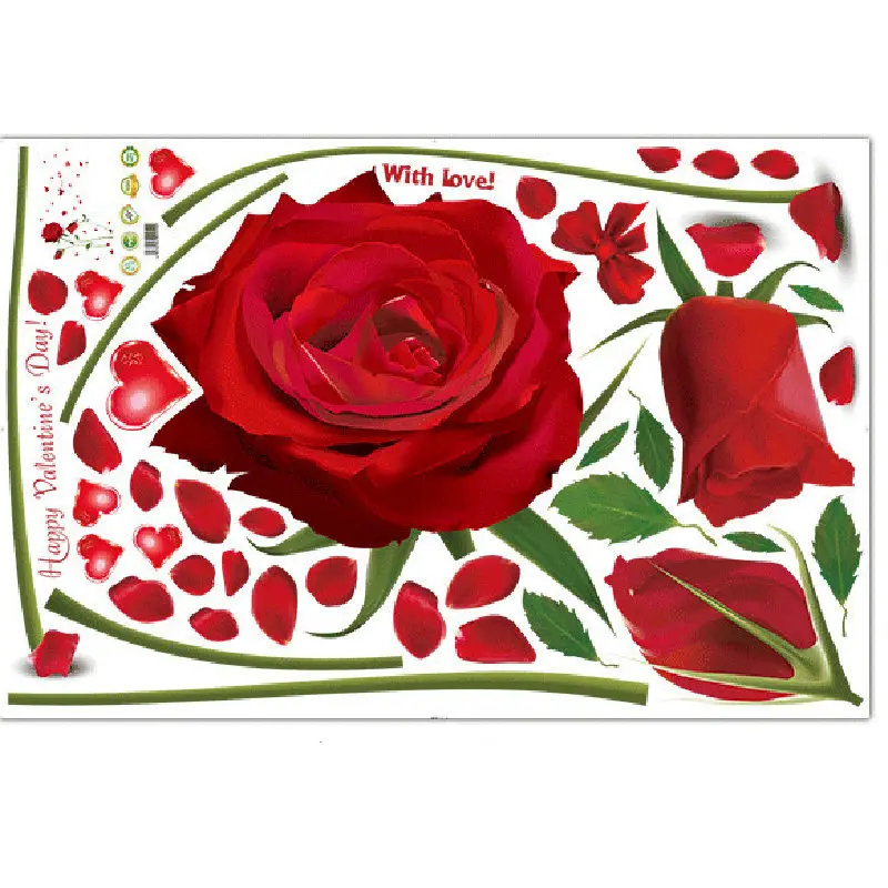 Настенные Стикеры красная роза настенные наклейки съемные цветы современные на