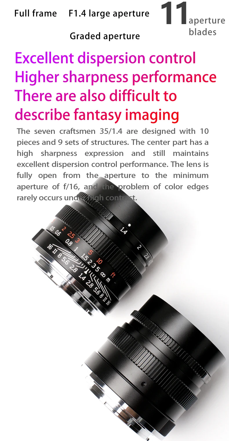 7 ремесленников 35 мм F1.4 полная Рамка для всех одиночных серий для SONY E-mount камер A7 A7II A7R A7RII A7m3 A7RM3 A7M3
