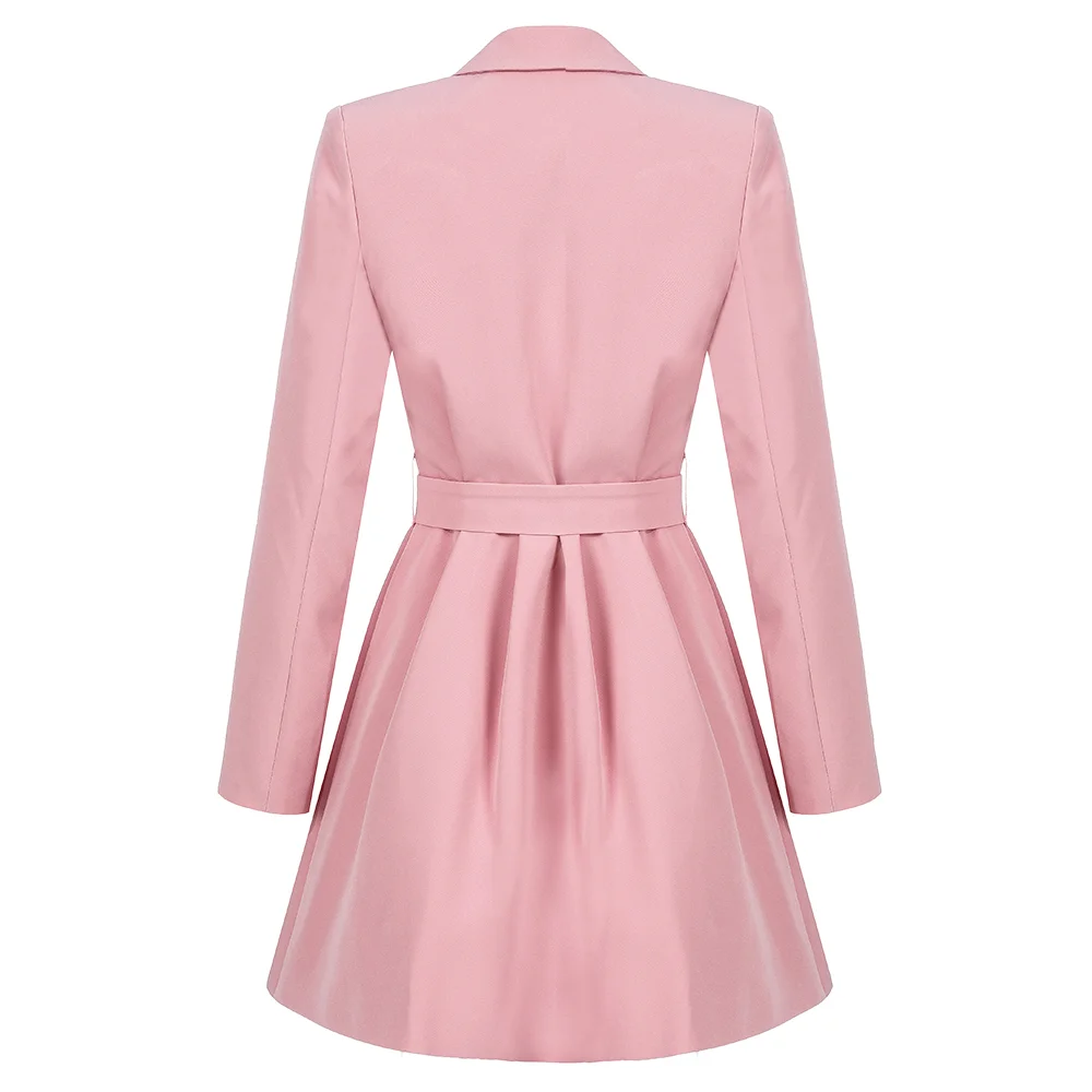 

2020 New Fashion Girls Dresses Long Sleeve Birthday Party Dresses above Knee Shirt A Line Women Dress Sexy Pink Deep V Neck Sash