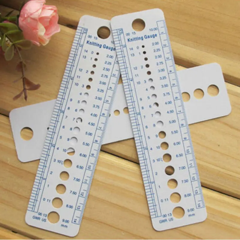 

High Quality UK US Canada Sizes Knitting Needle Gauge Inch Sewing Ruler Tool CM 2-10mm Sizer Measure Sewing Tools