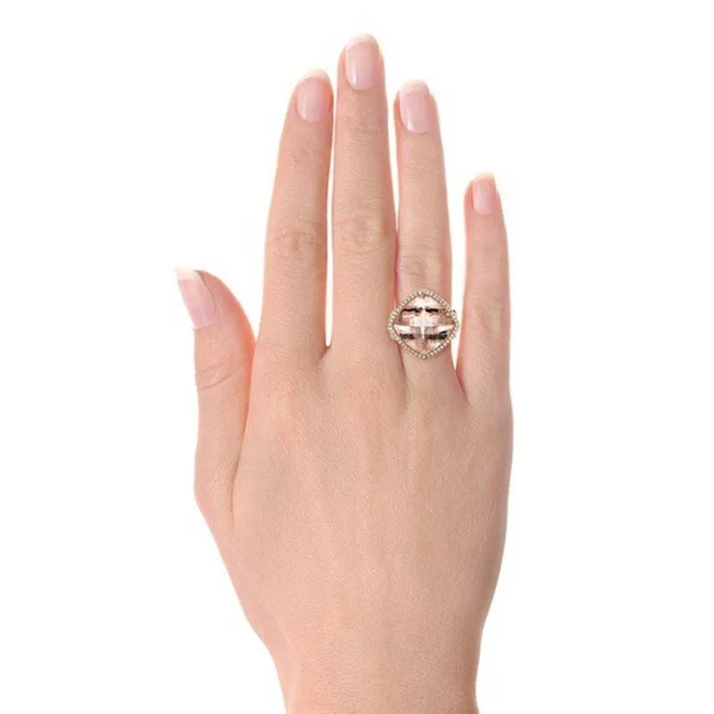 

Luxury Champagne Crystal Cubic Zircon Stone Engagement Rings For Women Rose Gold Color Hollow Design Femme Ring Fine Jewelry