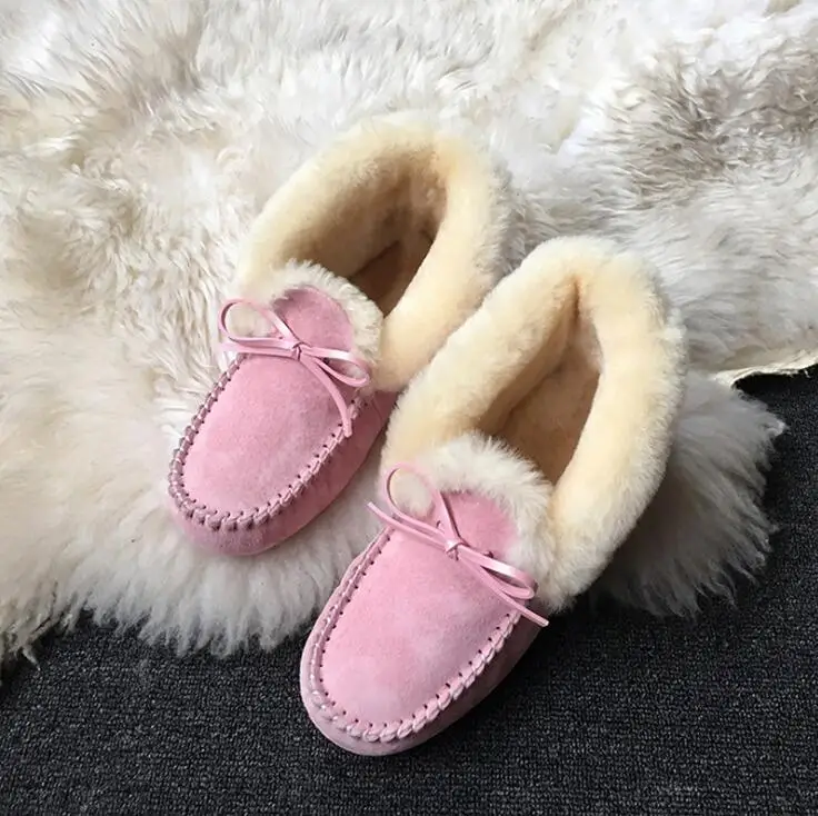 pink Новинка года; ботильоны из натуральной кожи и натурального меха; зимние сапоги; меховые сапоги с мехом лисы; женская обувь; теплая хлопковая обувь на плоской подошве - Цвет: pink