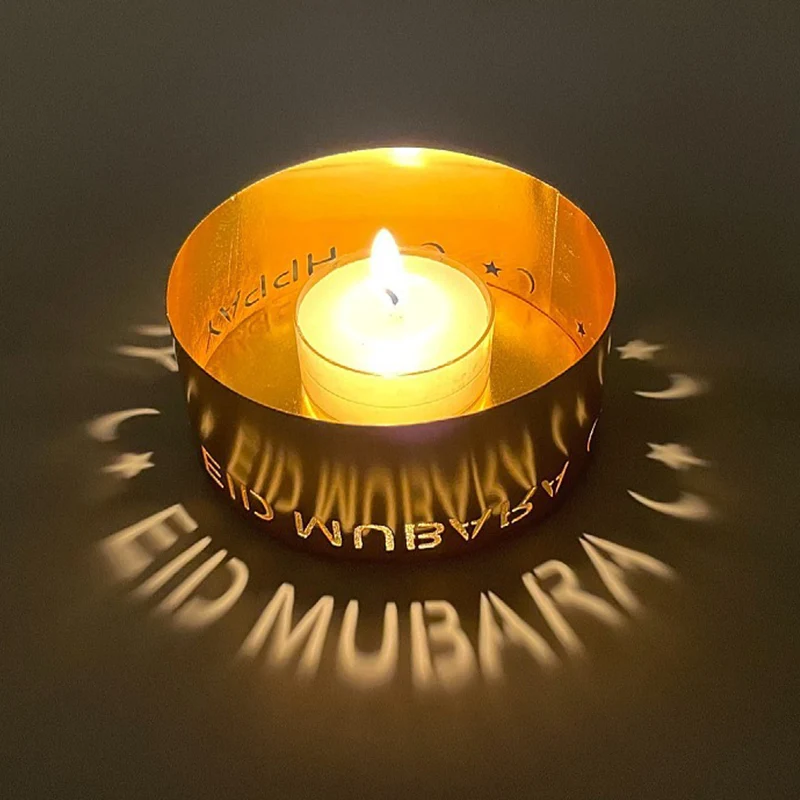 

EID Mubarak Metal Candle Holders With Letter Ramadan Decorations for Ramadan Kareem Home Candlestick Muslim Islamic Party Decor