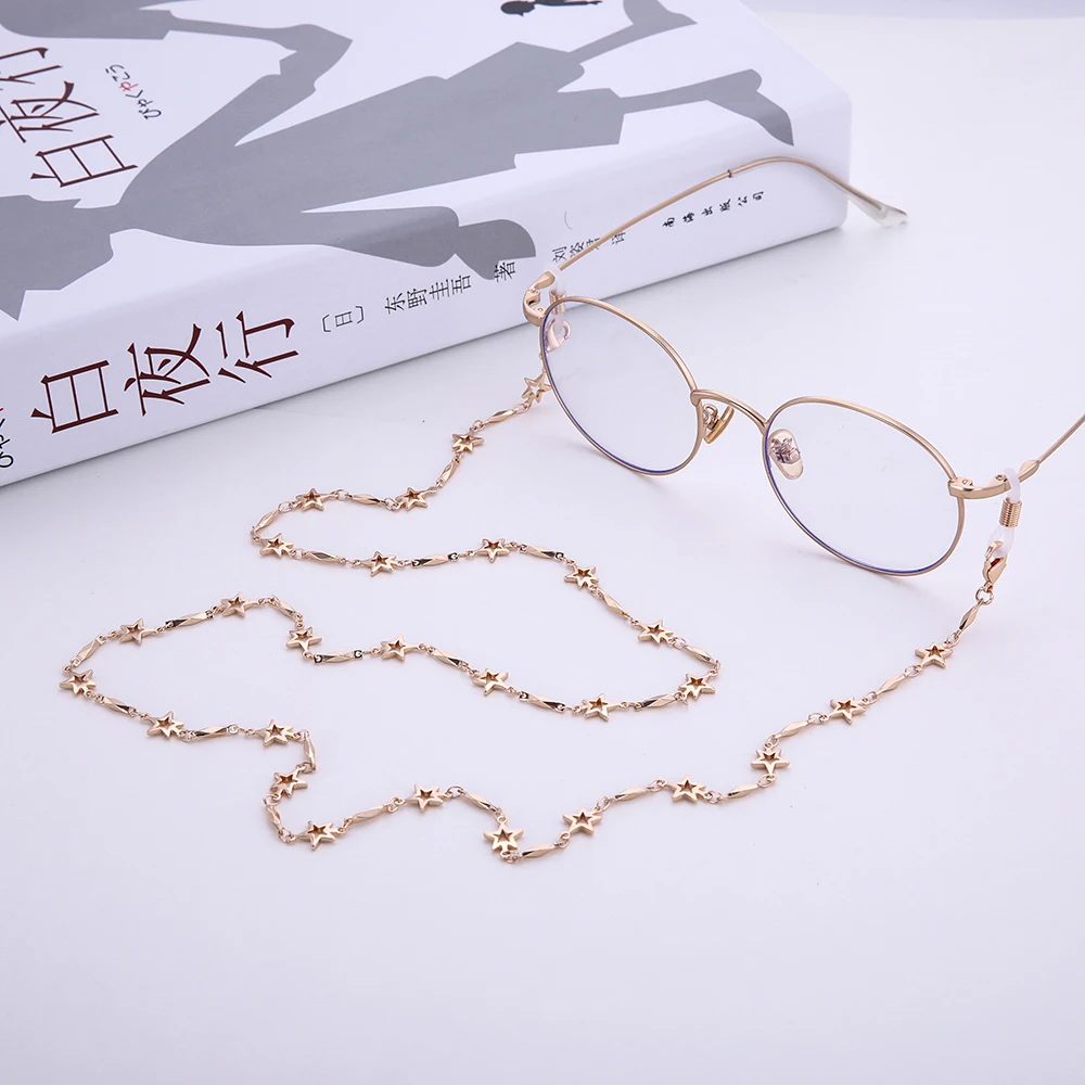 Skyrim Модные полые звезды очки цепь Золотой цвет маска солнцезащитные держатель