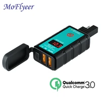 moflyeer quick charge 3 0 36w car dual usb charger qc3 0 waterproof with voltmeter switch for 12v24v motorcycle atv boat