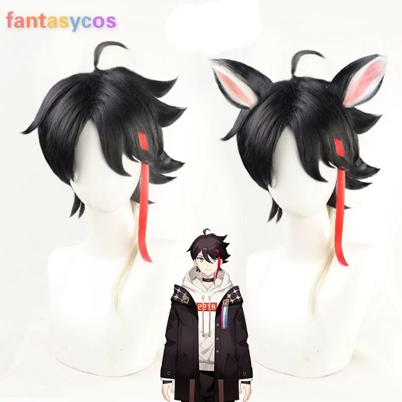 

Vtuber Saegusa Akina Youtuber Hololive Косплей термостойкий синтетический короткий черный синий парик для Хэллоуина вечеринки + бесплатная шапочка для парика