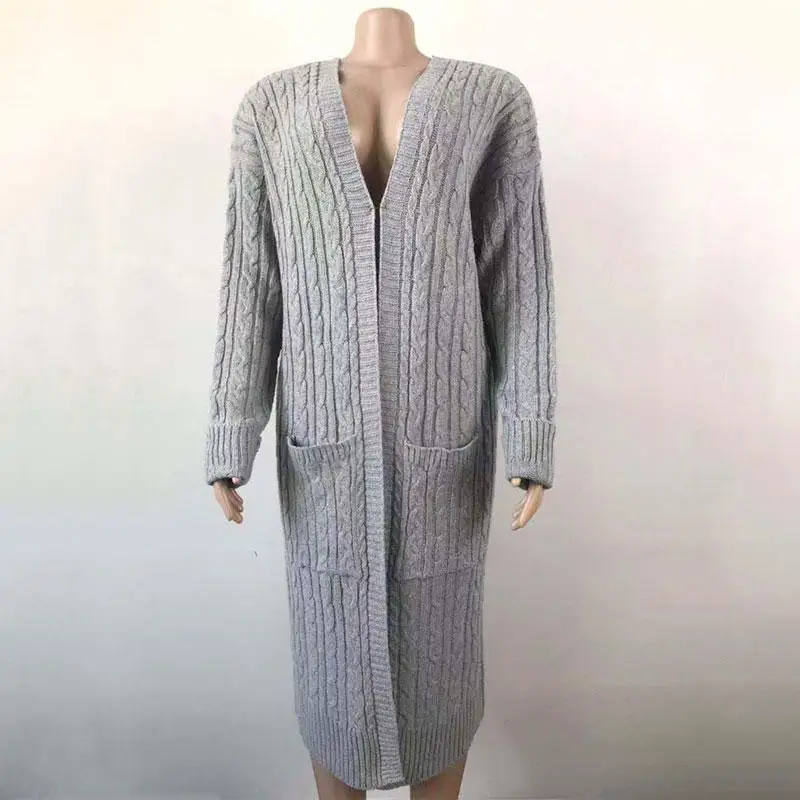 

Long Cardigan Women 2020 Autumn Winter Warm Thick Cardigan Women Knitted Pink Cardigan Long Ladies Sweater Long Sleeve Pocket