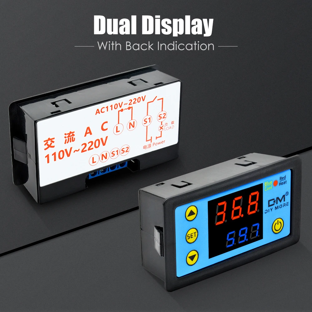 W3231 AC 110V-220V DC12V 24V Digital Thermostat Temperature Controller Regulator Meter Tester Single/Dual Display Replace W3230 - купить по