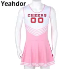 Мужской костюм для косплея Чирлидера из Асси, черное Плиссированное короткое платье с глубоким вырезом без рукавов, одежда для сна для мужчин