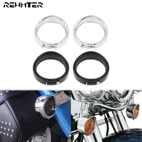 motorcycle visor style turn signal light trim ring with rubber rings for harley touring road king glide softail fl flhr flht