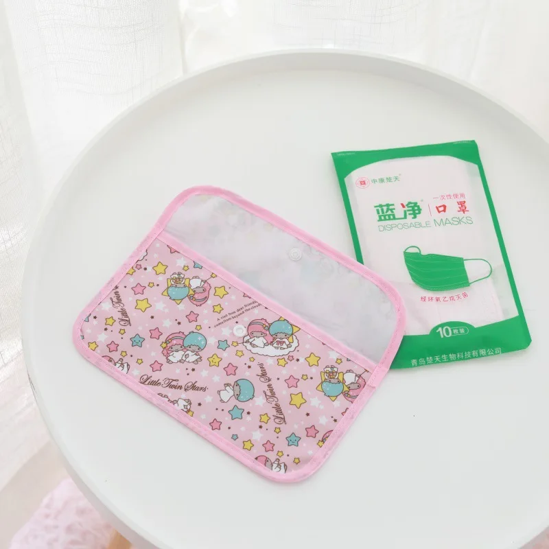 

NEW Student Portable Mask Box Cartoon Mask Flip Dustproof Ticket Protective box Cute girl money Storage folder Organizer