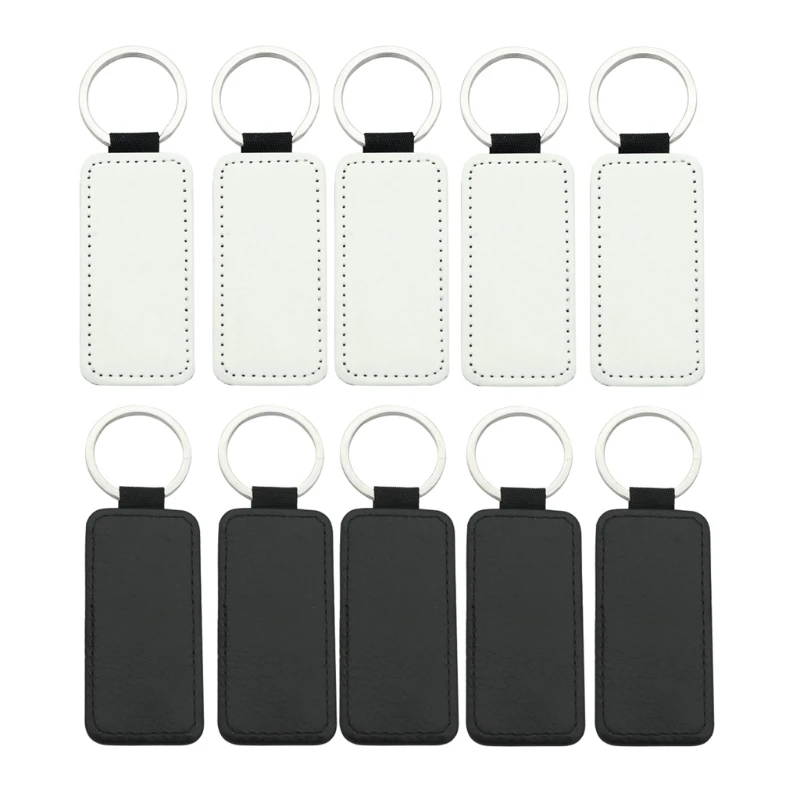 

10Pcs Leather Blank Sublimation Heat Transfer MDF Keychains Kit Jewelry Making