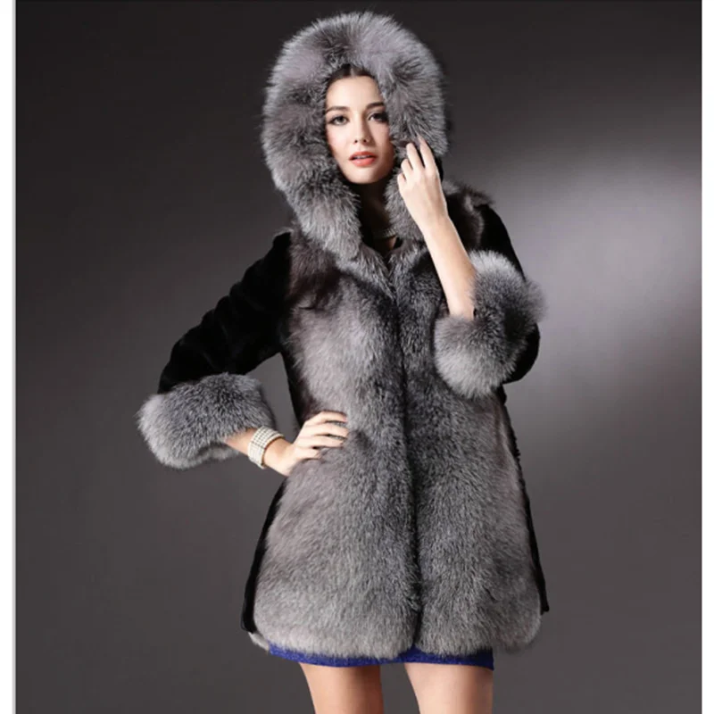 Женское зимнее пальто из искусственного меха 2019 повседневное теплое лисьего