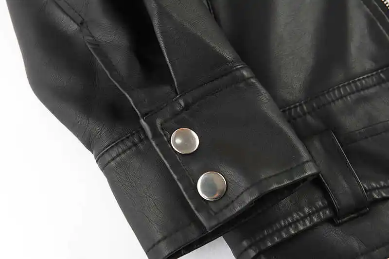 

LANMREM 2021 Autumn And Winter Zipper Jacket Punk Black Moto&biker Fashion Street Wear Pu-leather Hip Hop Coat For Women 2A2093