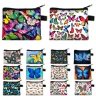 Кошелек для монет с принтом бабочки, женский кошелек, держатель для карт, сумка для хранения ключей, клатч, нейтральный, милый, яркий, свежий кошелек для карт