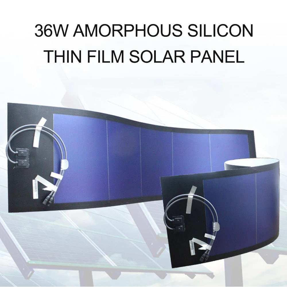 

KKmoon 36W Amorphous Silicon Flexible Thin Film Solar Panel Solar Film 18V Battery Pack Solar Cells Car Battery Charging Board
