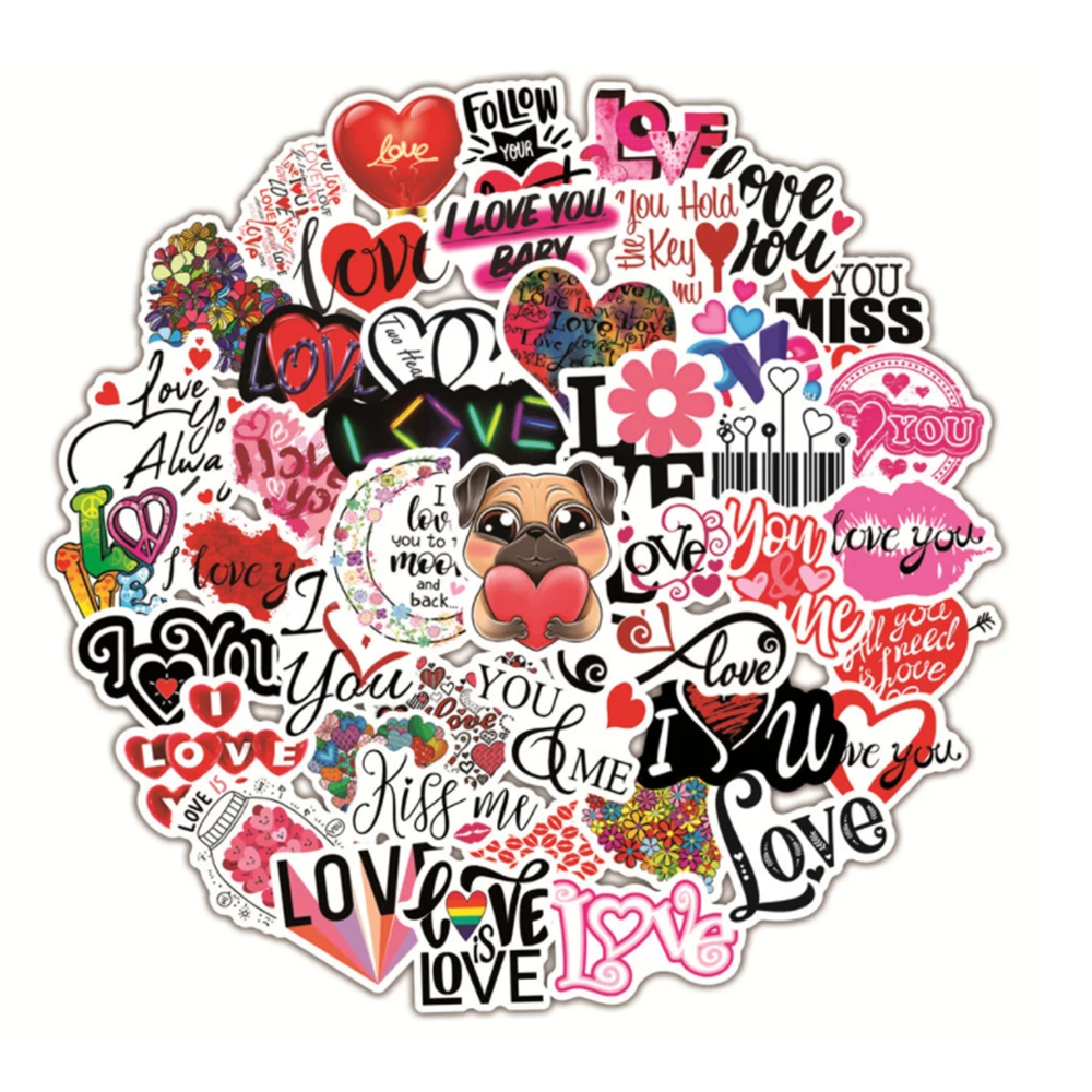 50 шт. I LOVE YOU Doodle Романтическая любовь наклейки со словами "сделай сам"