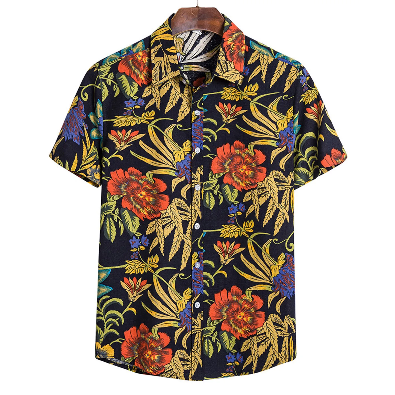 

slim fit mens shirt Summer Printed Short Sleeve Pocket Shirt Summer Hawaiian Beach Wind 2021 New daily wearing Men's Clothes