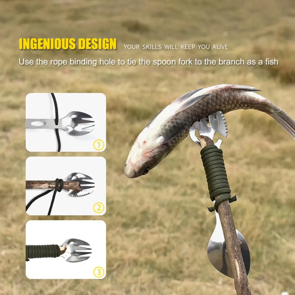 5 в 1 многофункциональная Нержавеющая сталь Кемпинг Пеший Туризм выживания