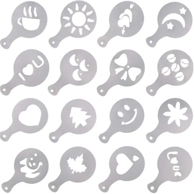 Различные темы 16 шт трафареты для кофе матовые прозрачные украшения шаблон