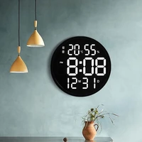 30cm led number digital wall clock temperature and humidity electronic clock with remote control design home office decoration