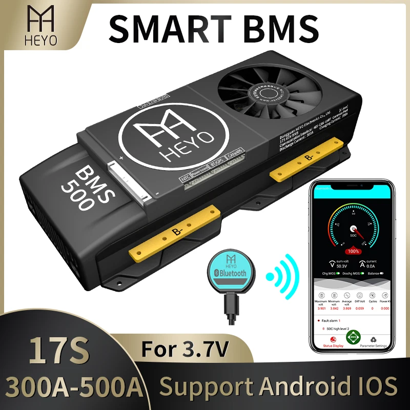 

Lithium smart bms 17S 250a blutooth balancer rated 3.7V PCB Li-ion 60V 30A 60A 100A with UART RS485 CAN NTC for motor power