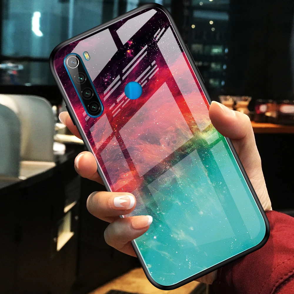 Градиентный чехол для телефона Xiaomi Redmi Note 8 7 Pro Mi8 Mi 9 из закаленного стекла Mi9 Se 10 8T