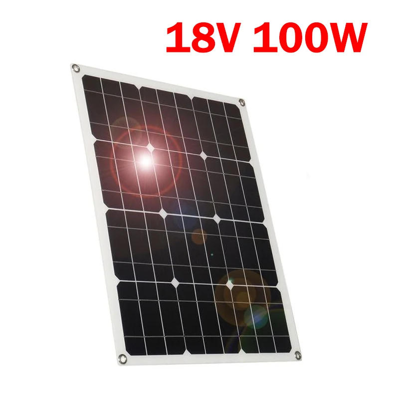18V 100W Портативный Панели солнечные двойной Выходной интерфейс Водонепроницаемый