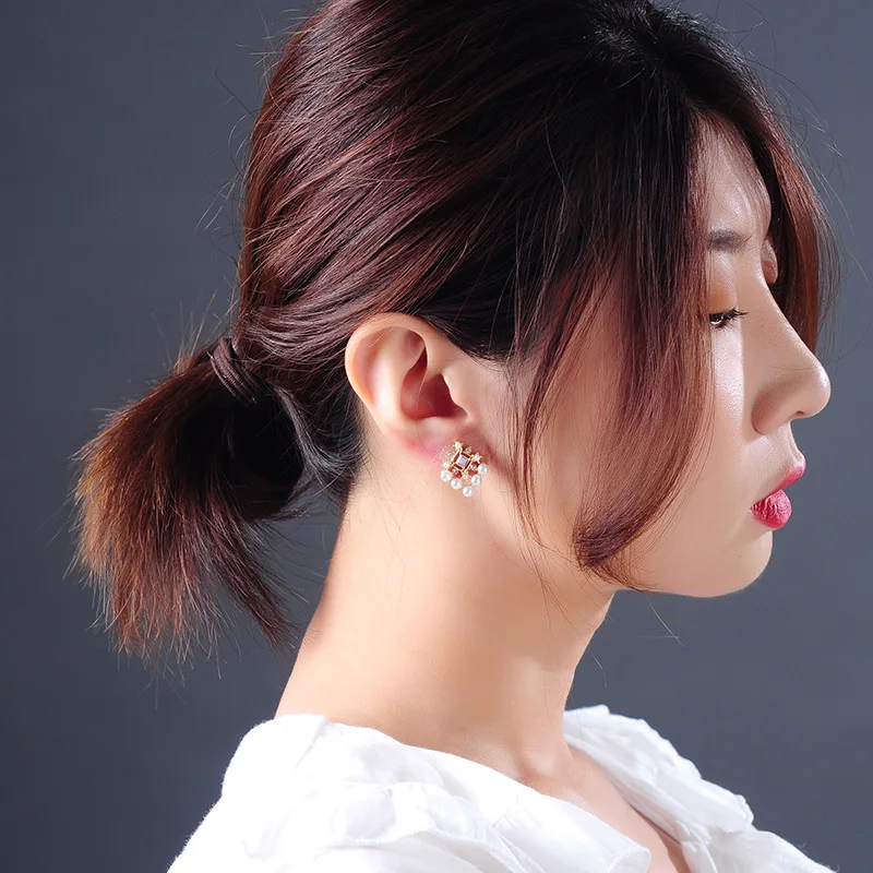 Стильные серьги-гвоздики для женщин новый сладкий позолоченный металл Кристалл