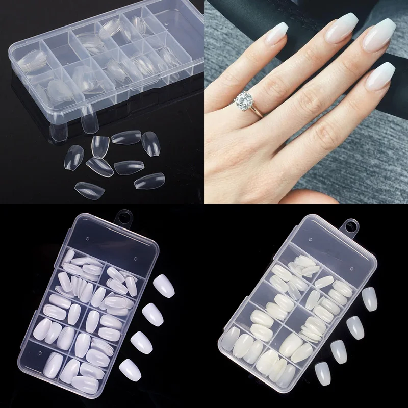 

100pcs/box Short Nails Coffin Fake Nails Ballet Full Cover Ballerina False Nails Acrylic Nails Set Press On Nails Art Tools