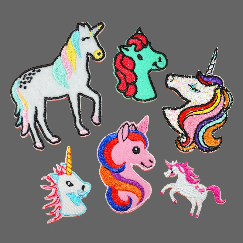 Мультяшный Единорог рианбант лошадь утюгом нашивки для одежды вышивка швейный