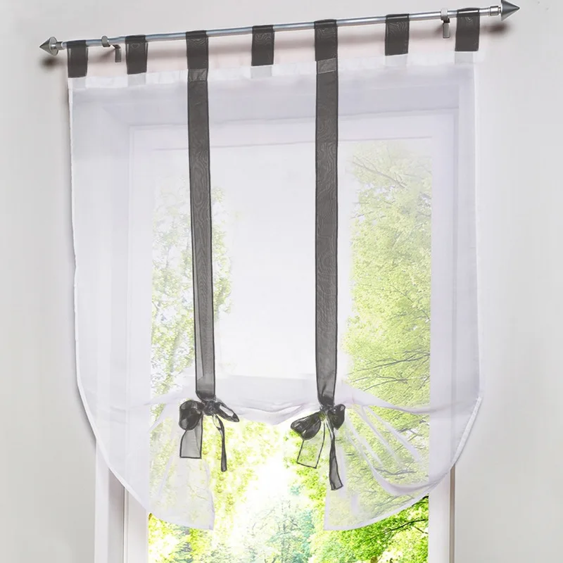 White Roman Curtain Grey European Perspective Yarn Drape Bow Tulle Suitable For Balcony Living Kitchen Room Decoration 4 | Дом и сад