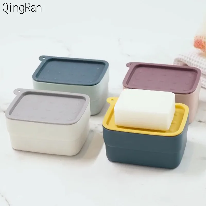 

Soap Holder Bathroom Plastic Shower Nonslip Drainage Tool Drainage Soap Box Toilet Soap Travel Soap Box Seal with Brush Portable