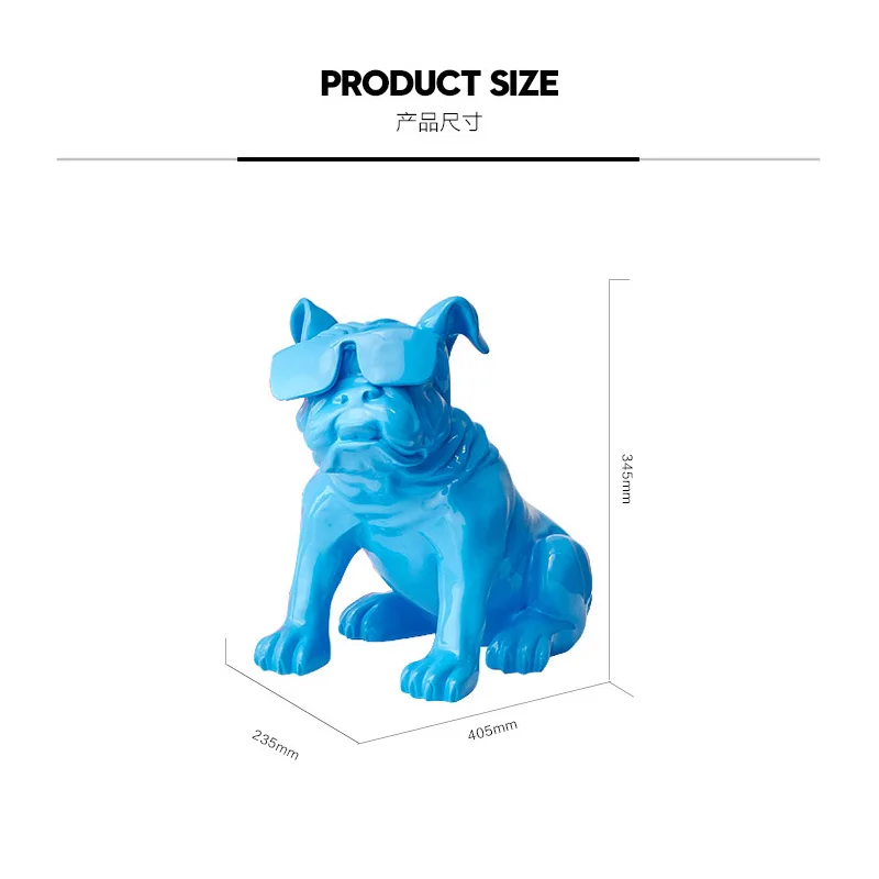 WEARING GLASSES BULLDOG FIGURINE HOME DECORATION RESIN SCULPTURE PERSONALITY ART DOGS STATUE DECORATIVE DESKTOP ORNAMENTS | Дом и сад
